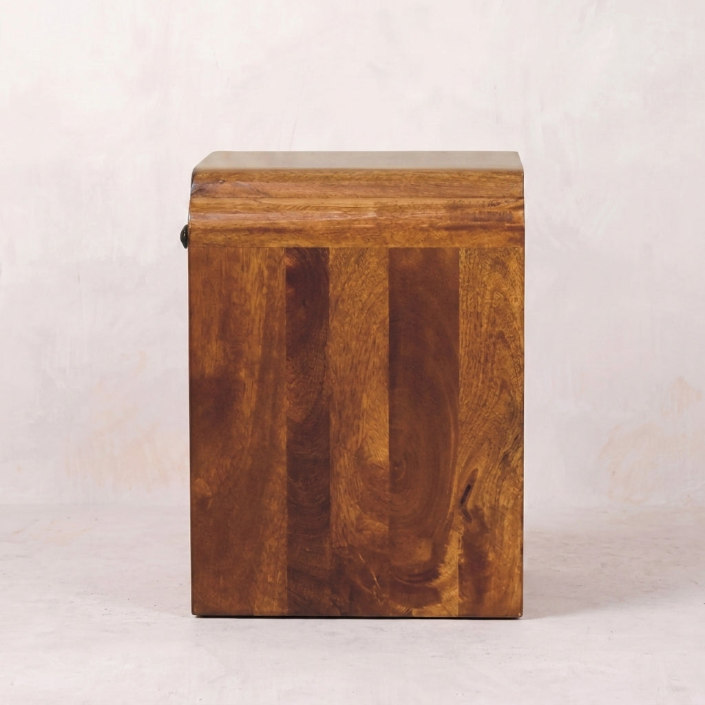 Solid Wood Mini Chestnut Nightstand with a drawer and open shelf