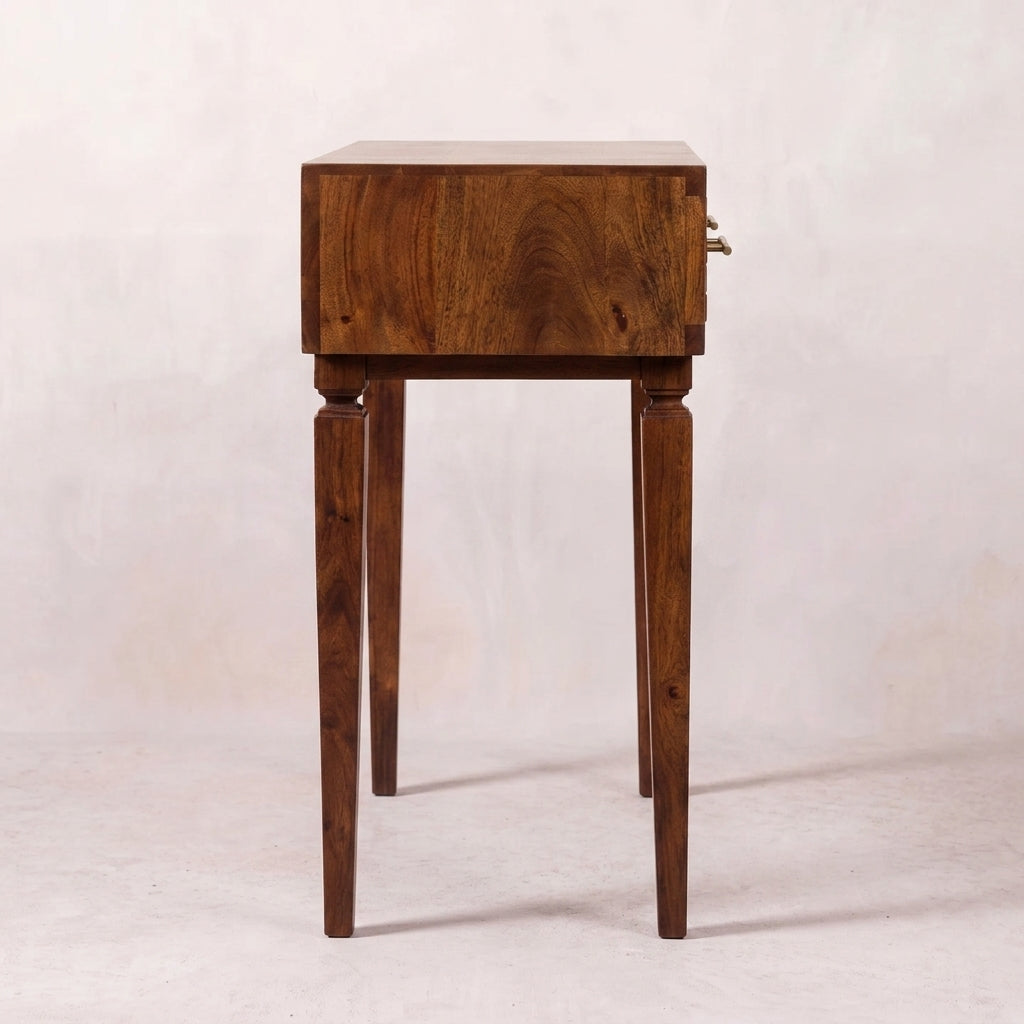 Solid Wood Chestnut Carved Console Table
