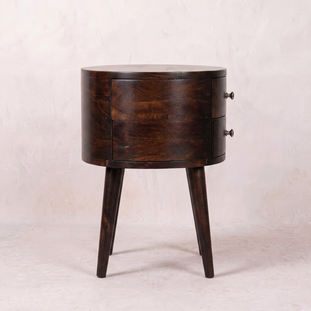 Light Walnut Rounded nightstand Table