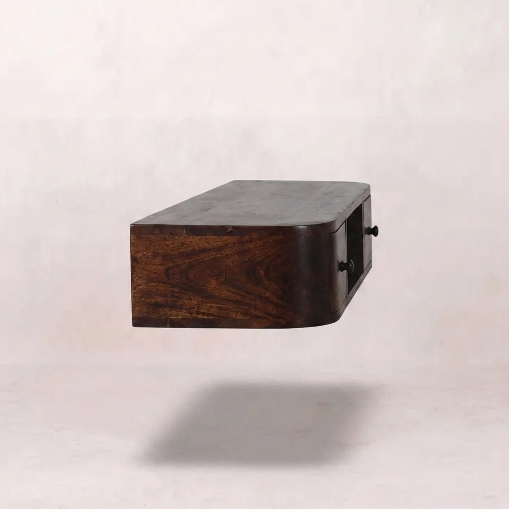 Chestnut Solid Wood 2 Drawer Wall Mounted Console