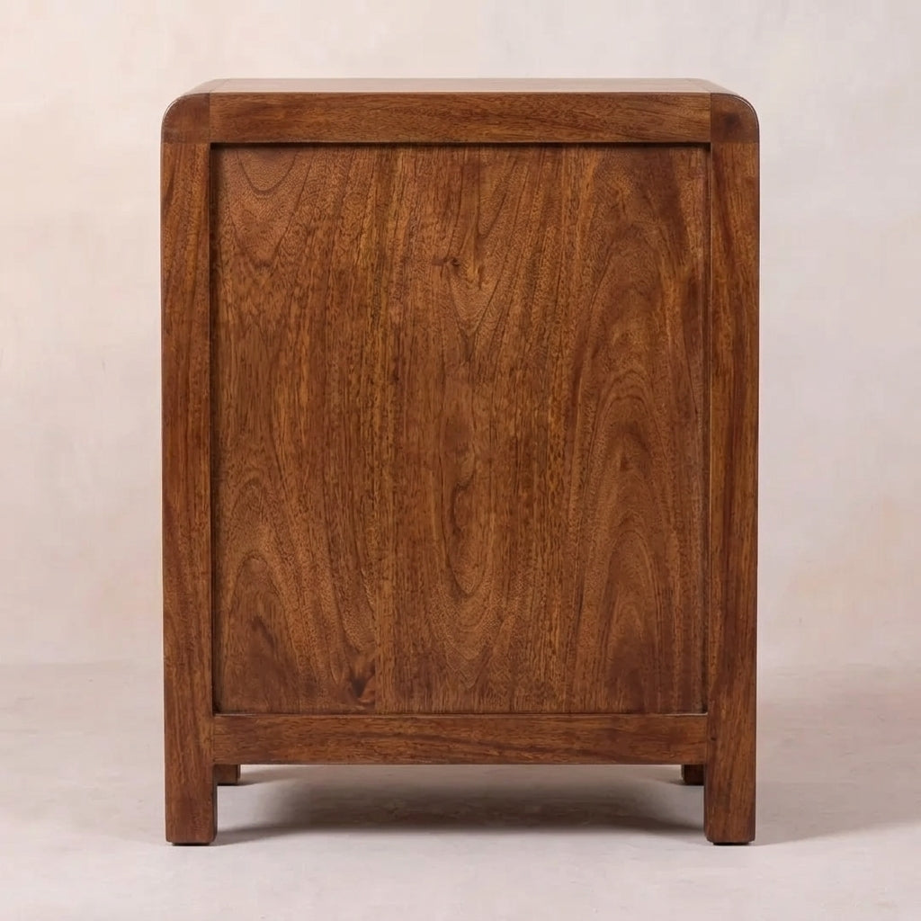 Chestnut Solid Wood Rounded 3 Draw Nightstand