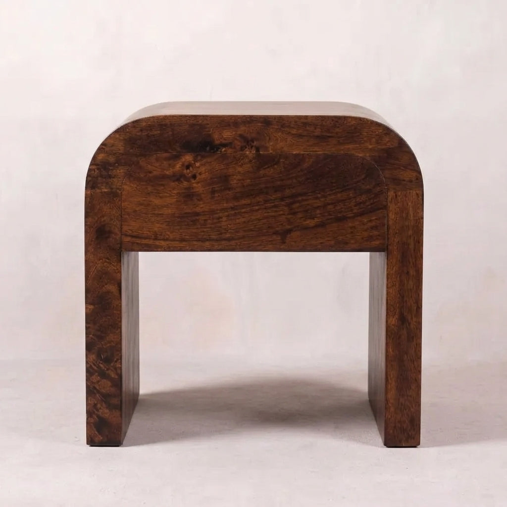 Solid Wood Walnut Arc Nightstand