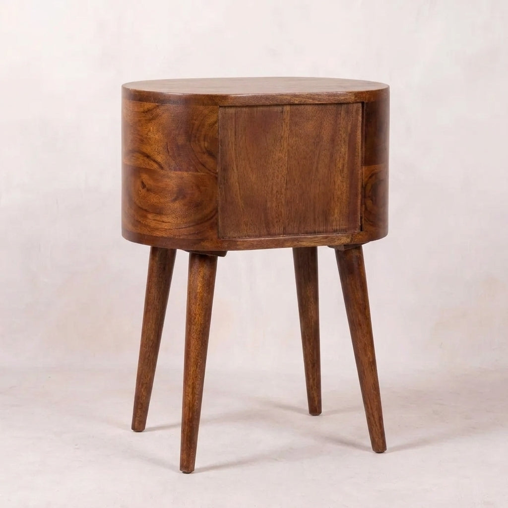 Mini Chestnut Rounded nightstand Table