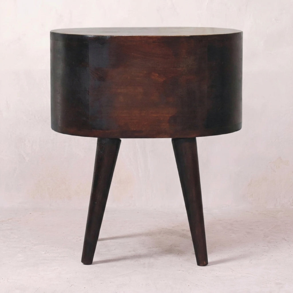 Light Walnut Rounded nightstand Table