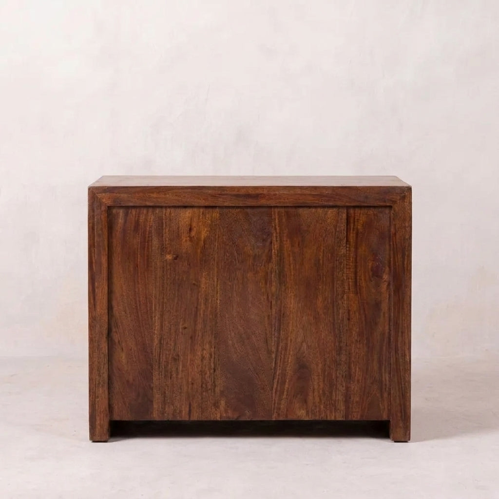 Solid Wood Chestnut Carved Bedside Table