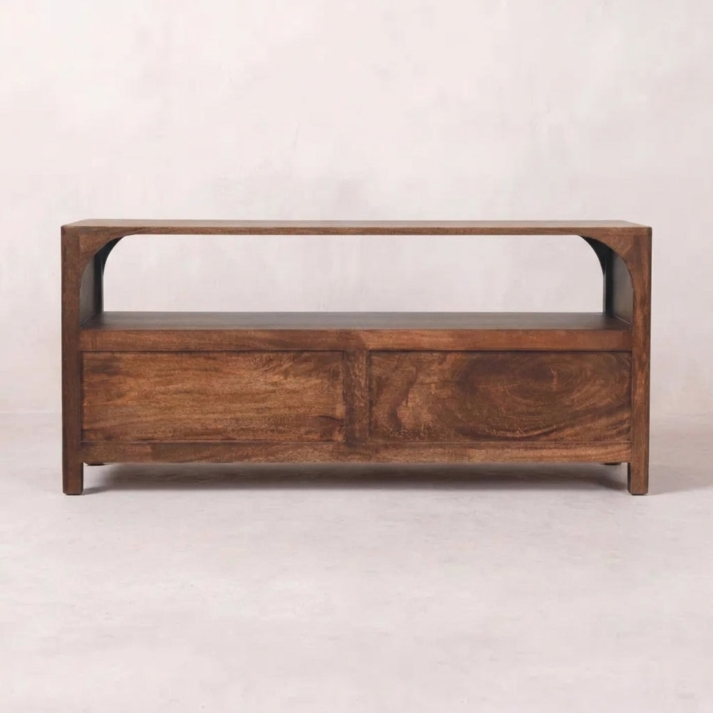 Almond Solid Wood Arc Media Console