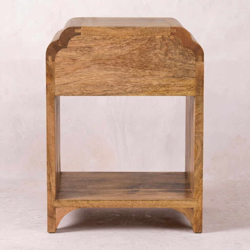Solid Wood Mini Oak-ish Nightstand with a drawer and open shelf