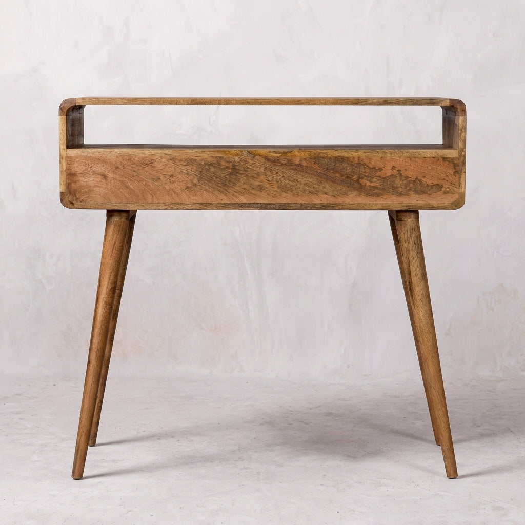 Curved Oak-ish Console Table
