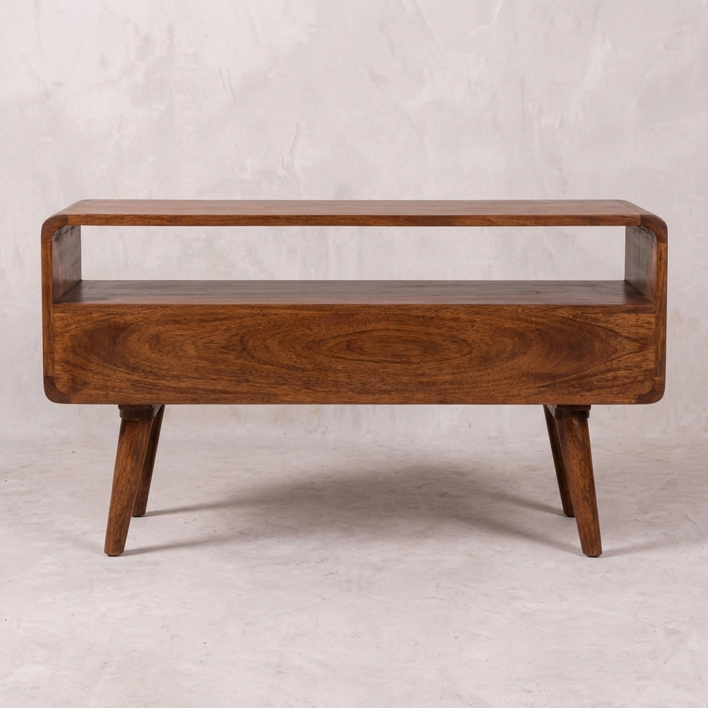 Curved Chestnut Media Unit