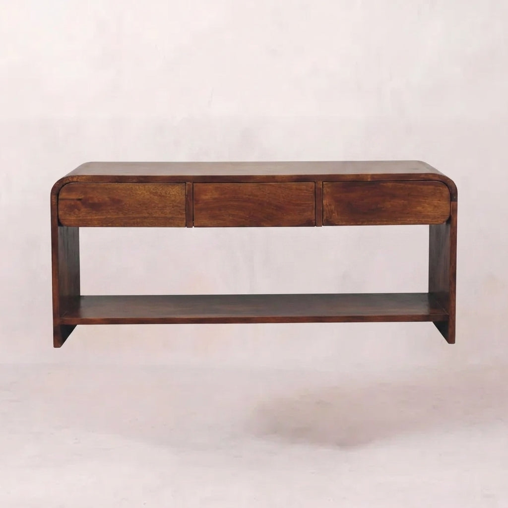 Solid Wood Chestnut Slim 3 Draw Media Unit
