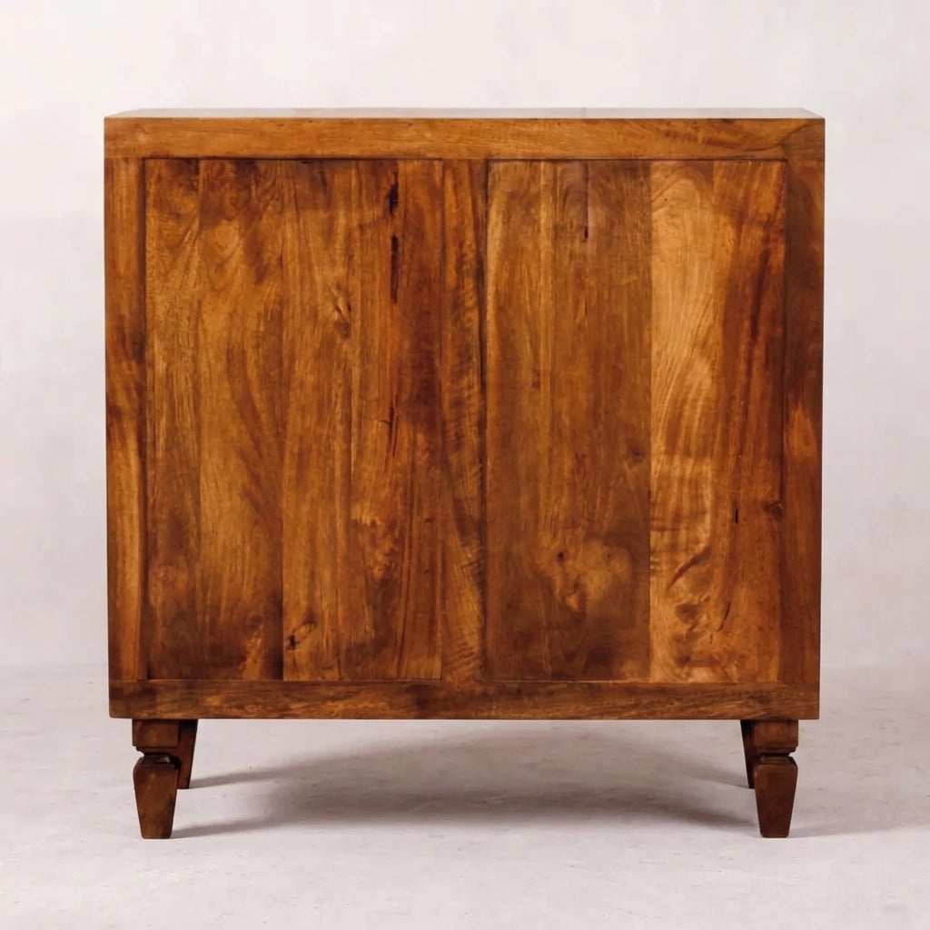 Solid Wood Chestnut Carved Cabinet