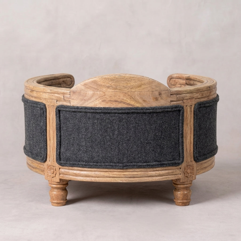 Carved Battleship Tweed Pet Bed