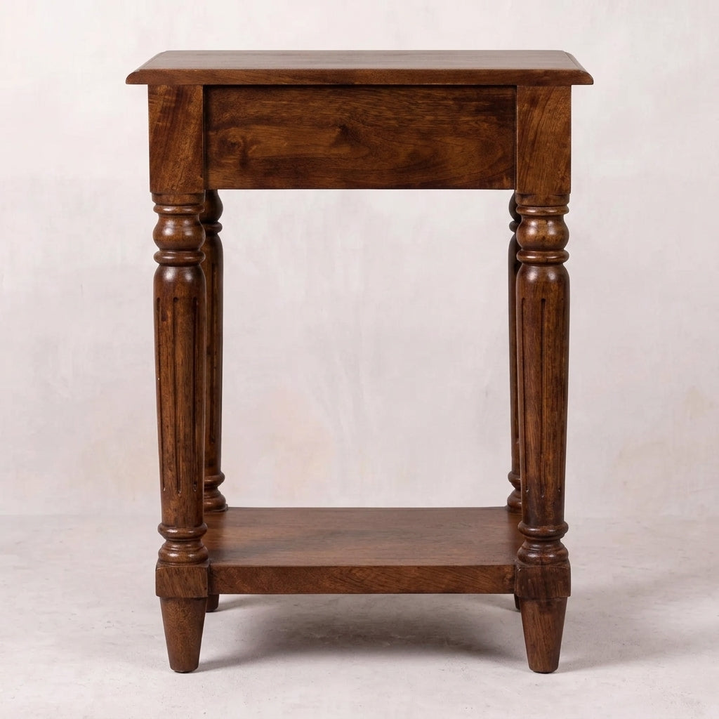 Turned Legs Chestnut 1 Drawer Side Table