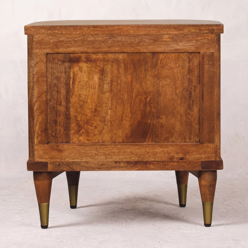 Ribbed Bedside with Brass Accents