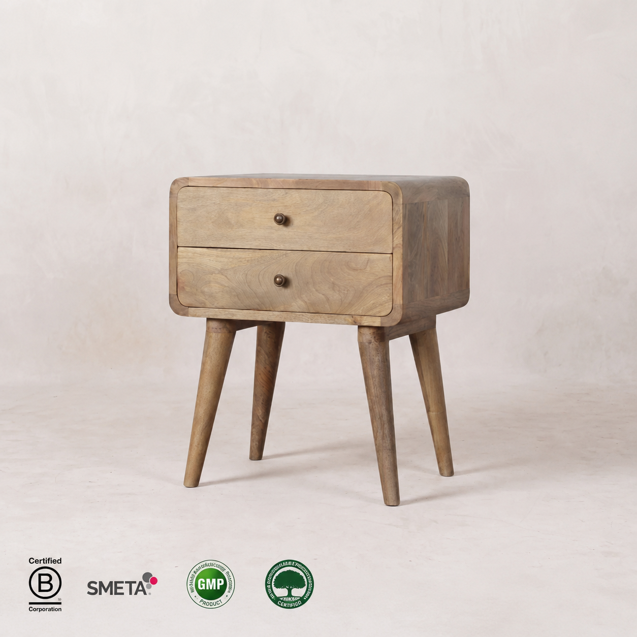 Curved Oak-ish nightstand