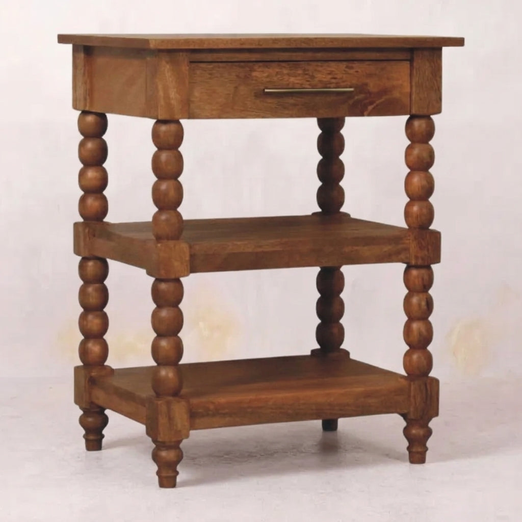 Solid Wood Golden Teak Side Table