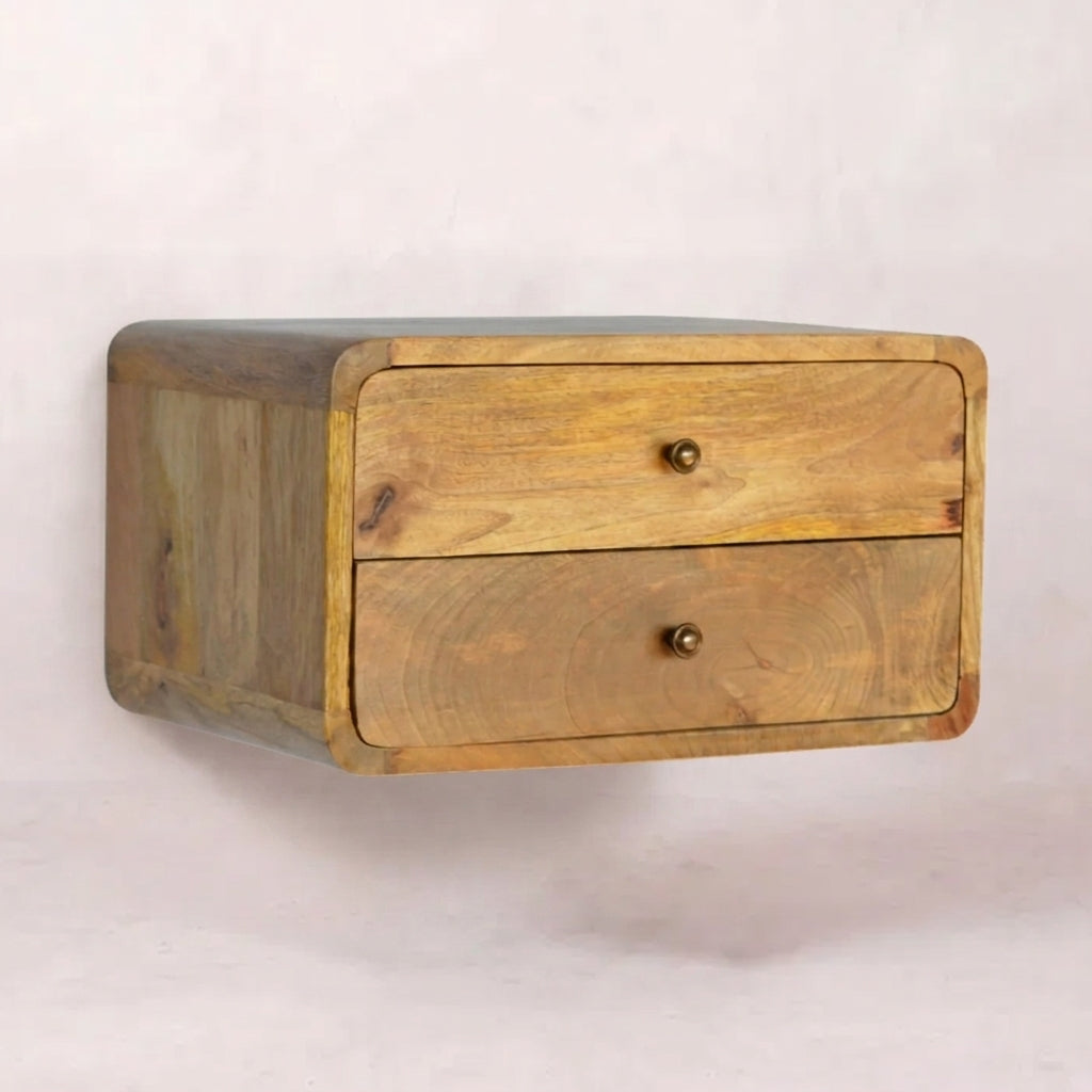 Oak-ish 2 Drawer Floating nightstand