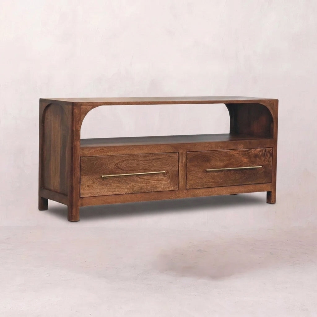 Almond Solid Wood Arc Media Console