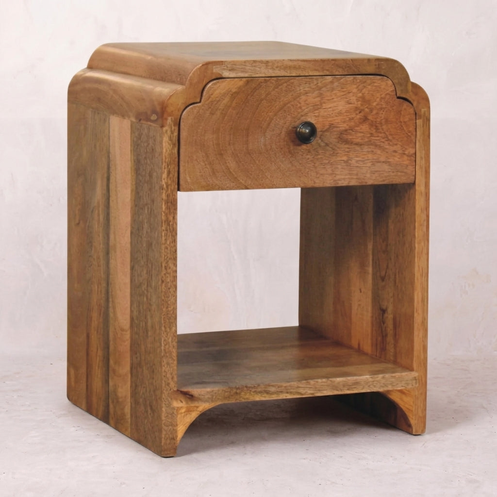 Solid Wood Mini Oak-ish Nightstand with a drawer and open shelf