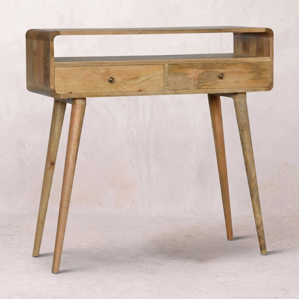 Curved Oak-ish Console Table