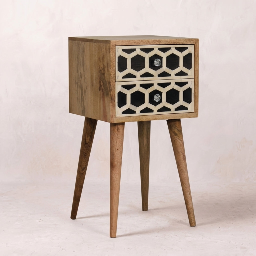Mini Bone Inlay 2 Drawer Bedside