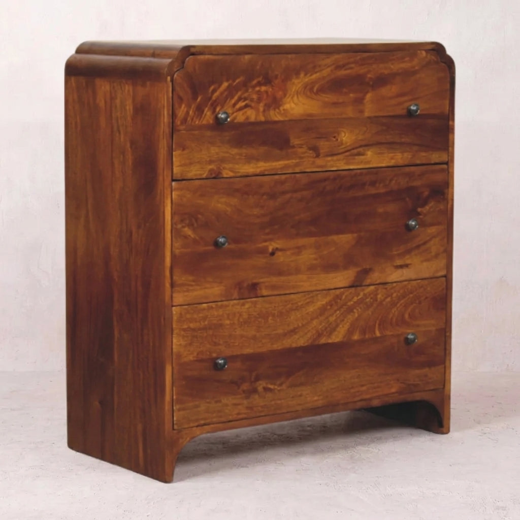 Solid Wood Chestnut 3 Drawer Chest