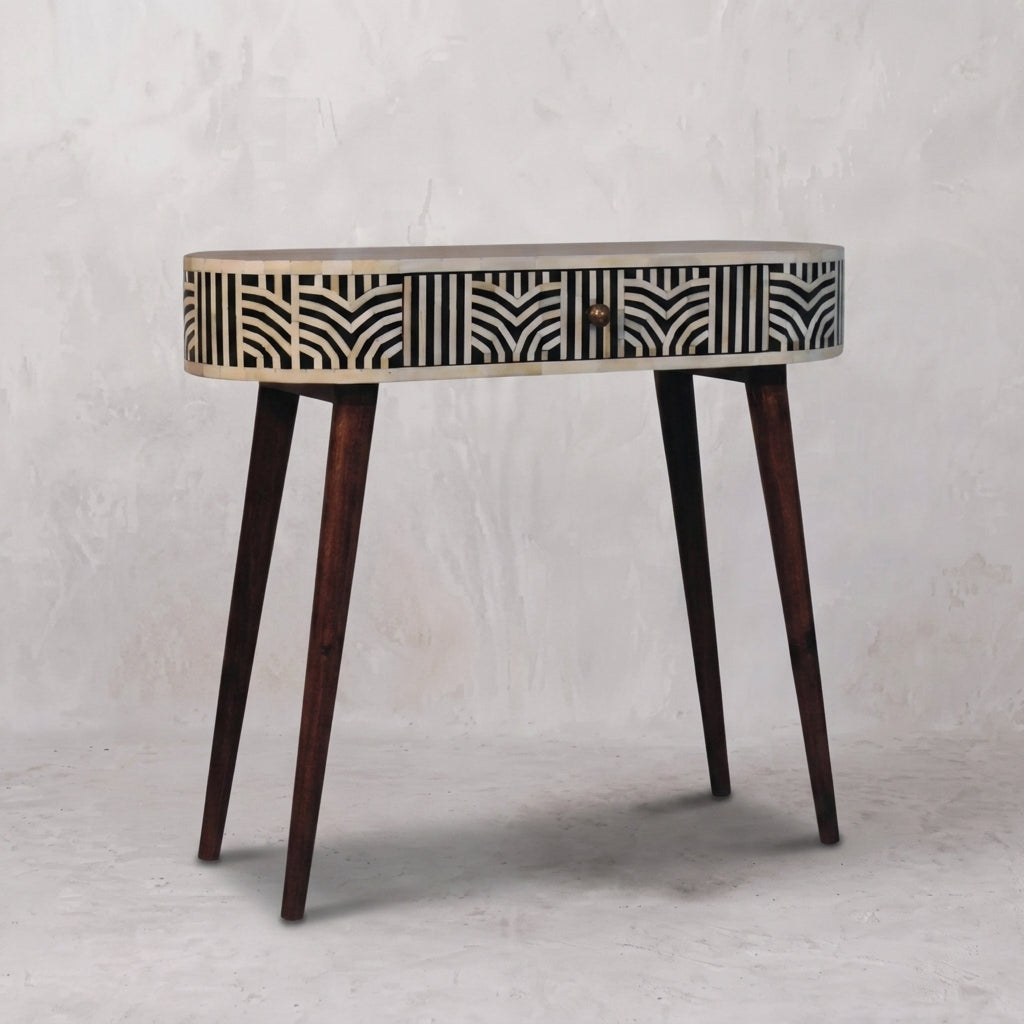 Honey Caramel Edessa Bone Inlay Console Table