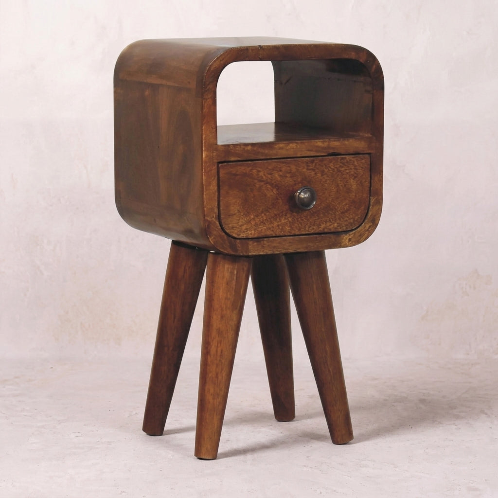 Extra Mini Chestnut Curve Open Slot Bedside
