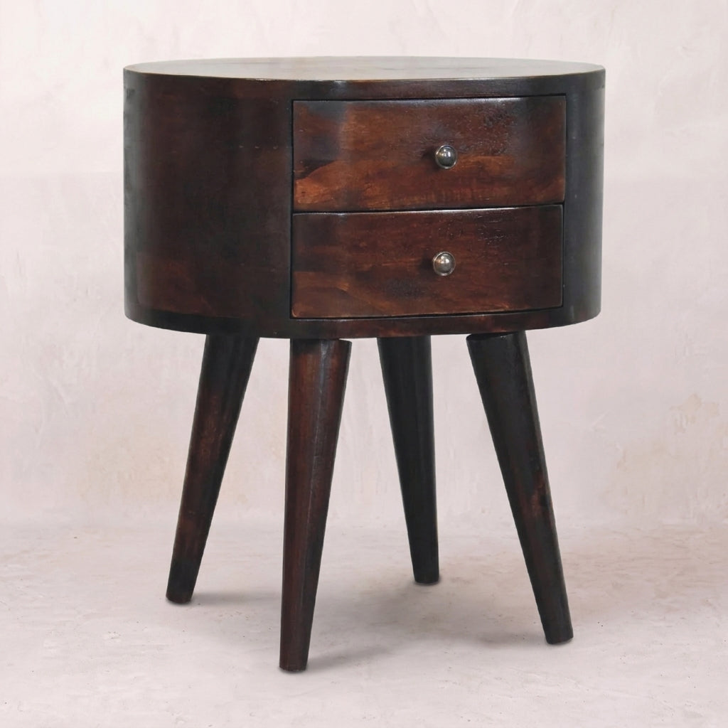 Light Walnut Rounded nightstand Table