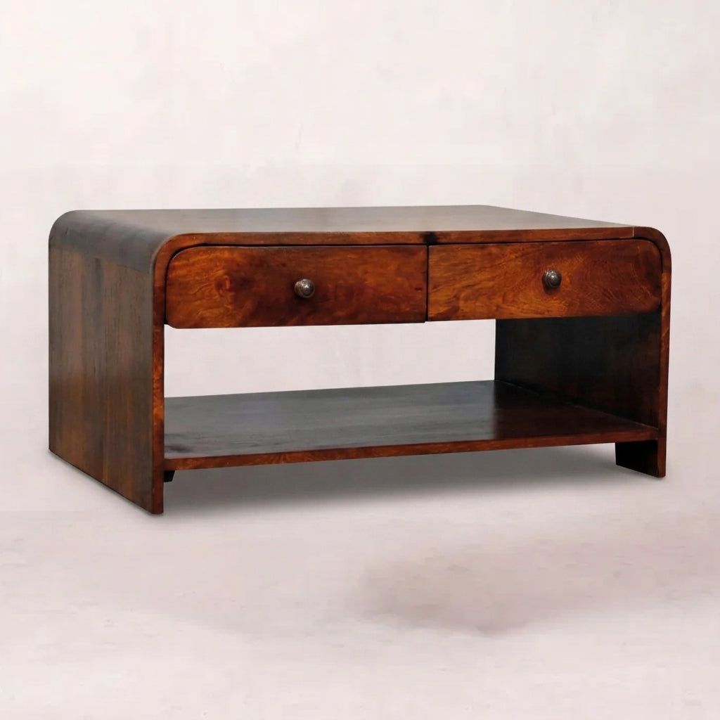 Solid Wood Slim Coffee Table in Chestnut