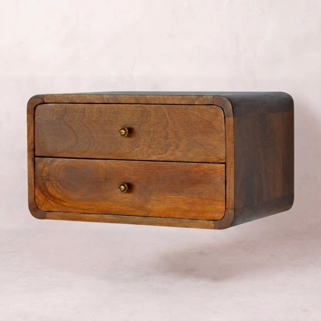 Floating Curved Chestnut nightstand