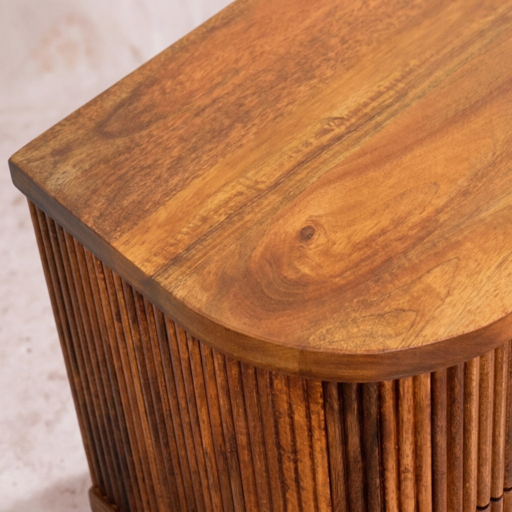 Ribbed Bedside with Brass Accents