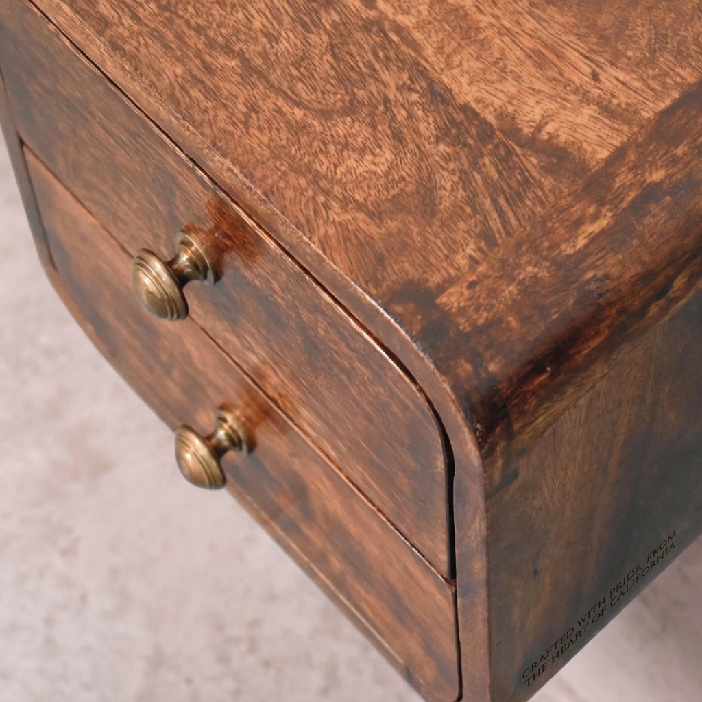 Mini Curved California Walnut Wall Mounted Bedside