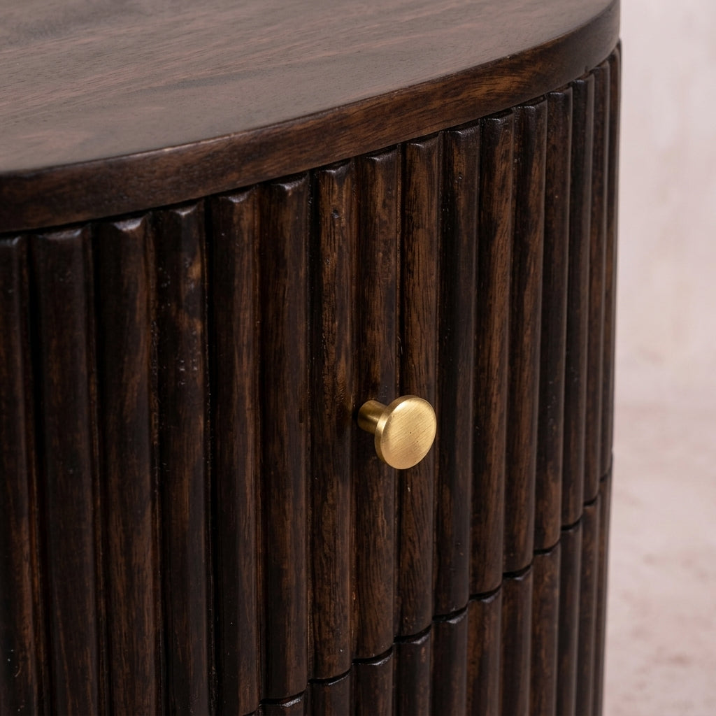 Curved Fluted 3-Drawer Bedside