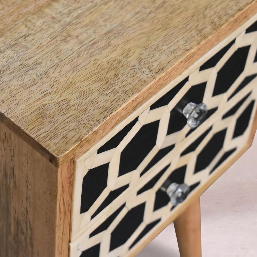 Mini Bone Inlay 2 Drawer Bedside