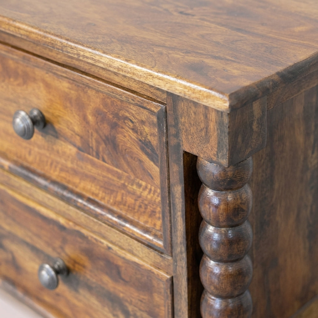Solid Wood Chestnut Nightstand Table