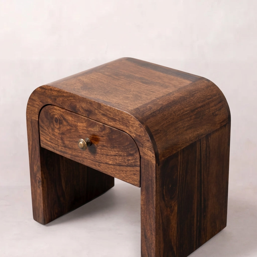 Solid Wood Walnut Arc Nightstand