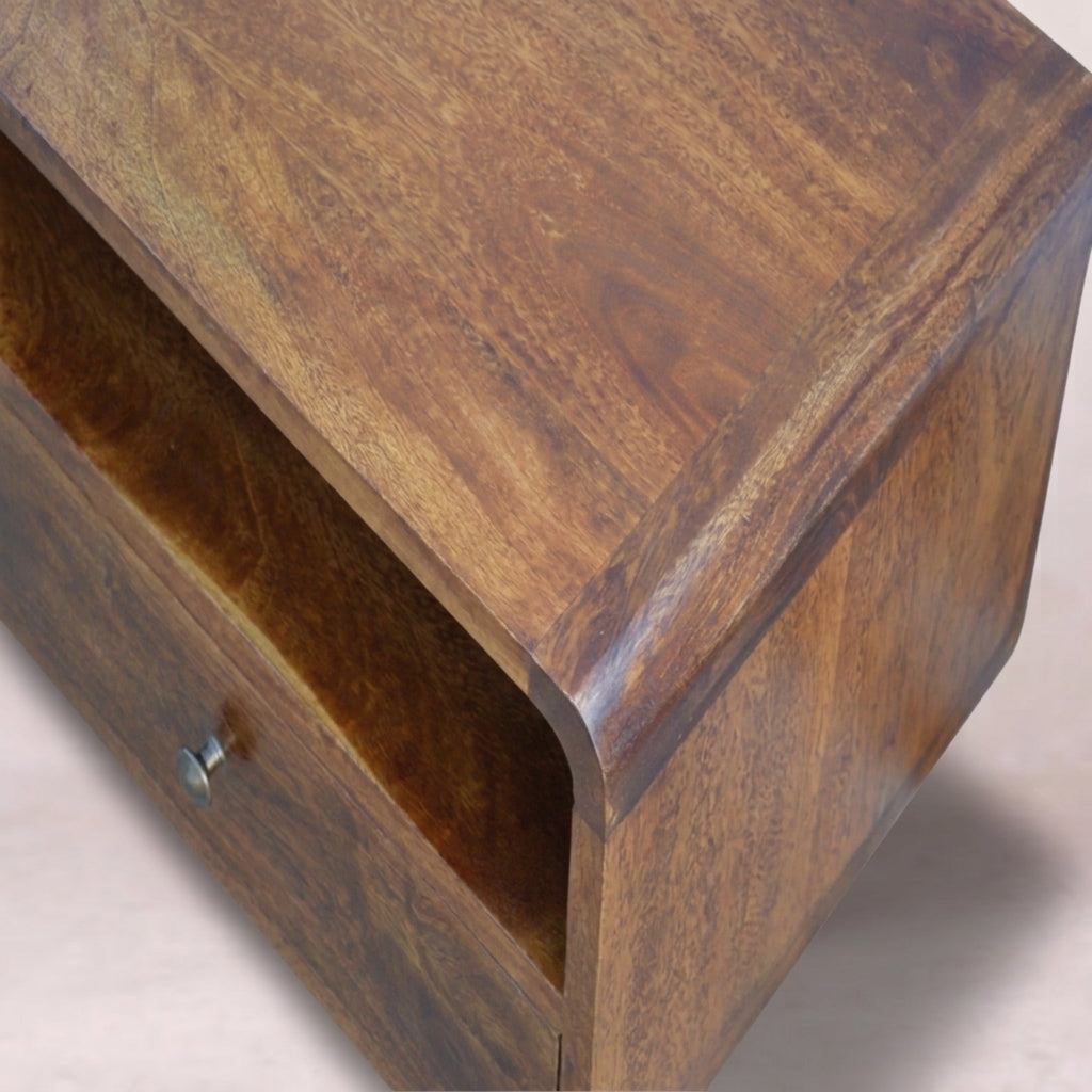 Curved Chestnut Media Unit