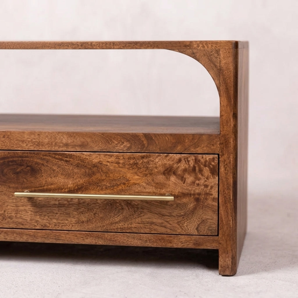 Almond Solid Wood Arc Media Console