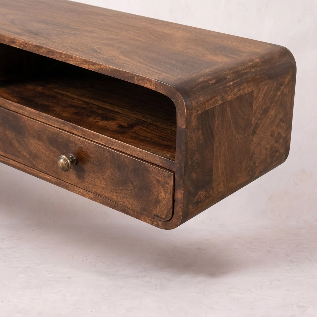 Floating California Walnut Open Console