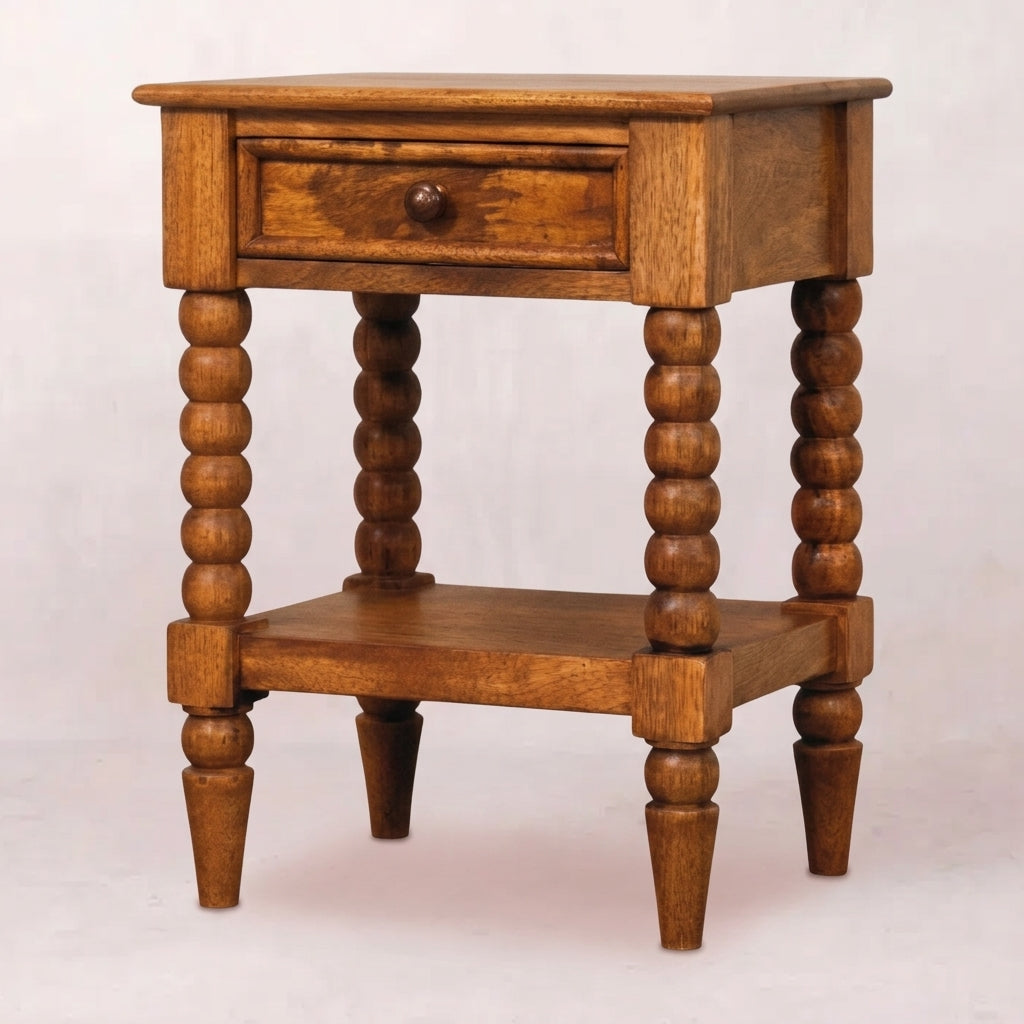 Solid Wood Amber Oak Nightstand Table