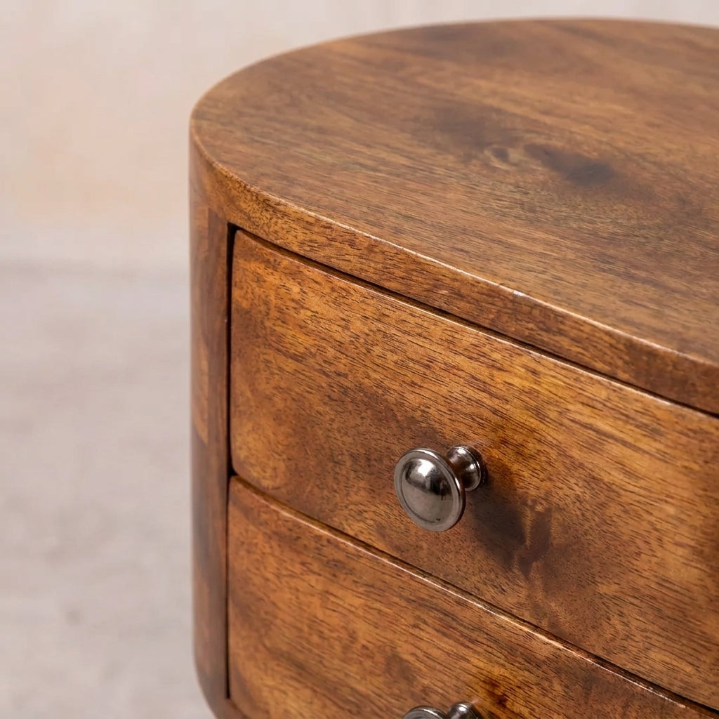 Mini Chestnut Rounded nightstand Table