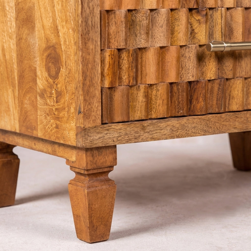 Solid Wood Golden Teak Carved Storage Chest