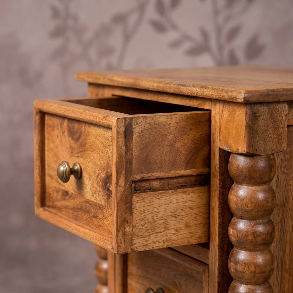 Solid Wood Amber Oak Nightstand 21.5"