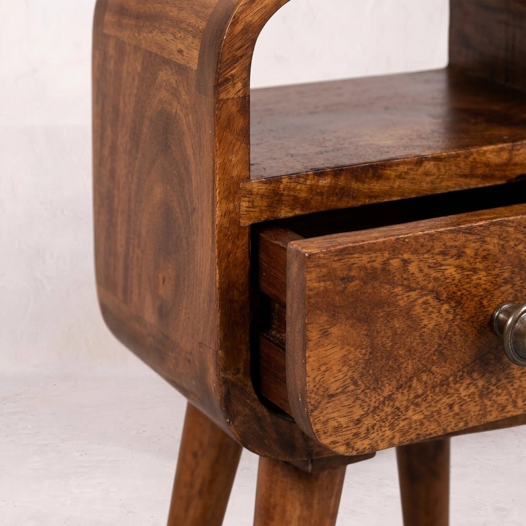 Extra Mini Chestnut Curve Open Slot Bedside