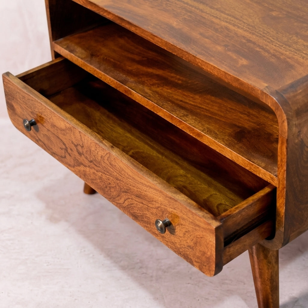 Mini Chestnut Curved Media Unit
