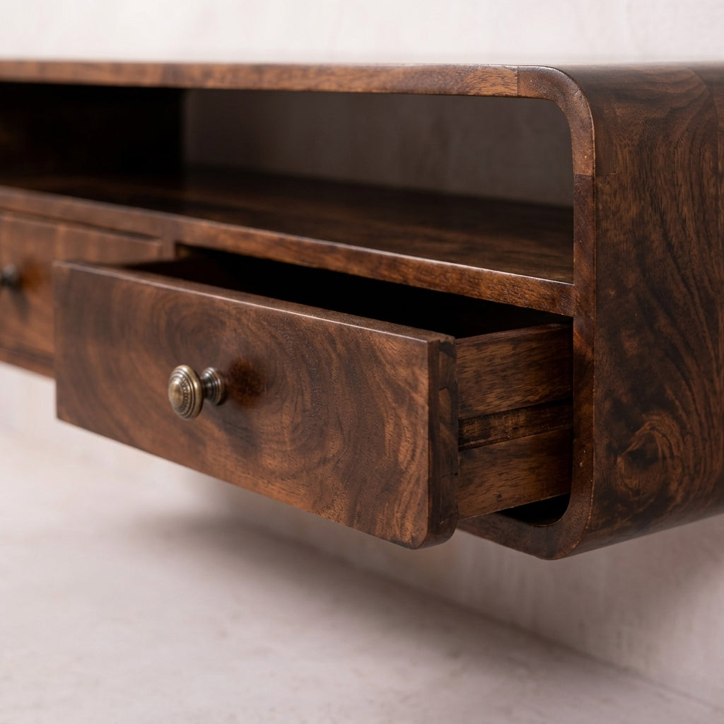 Floating California Walnut Open Console