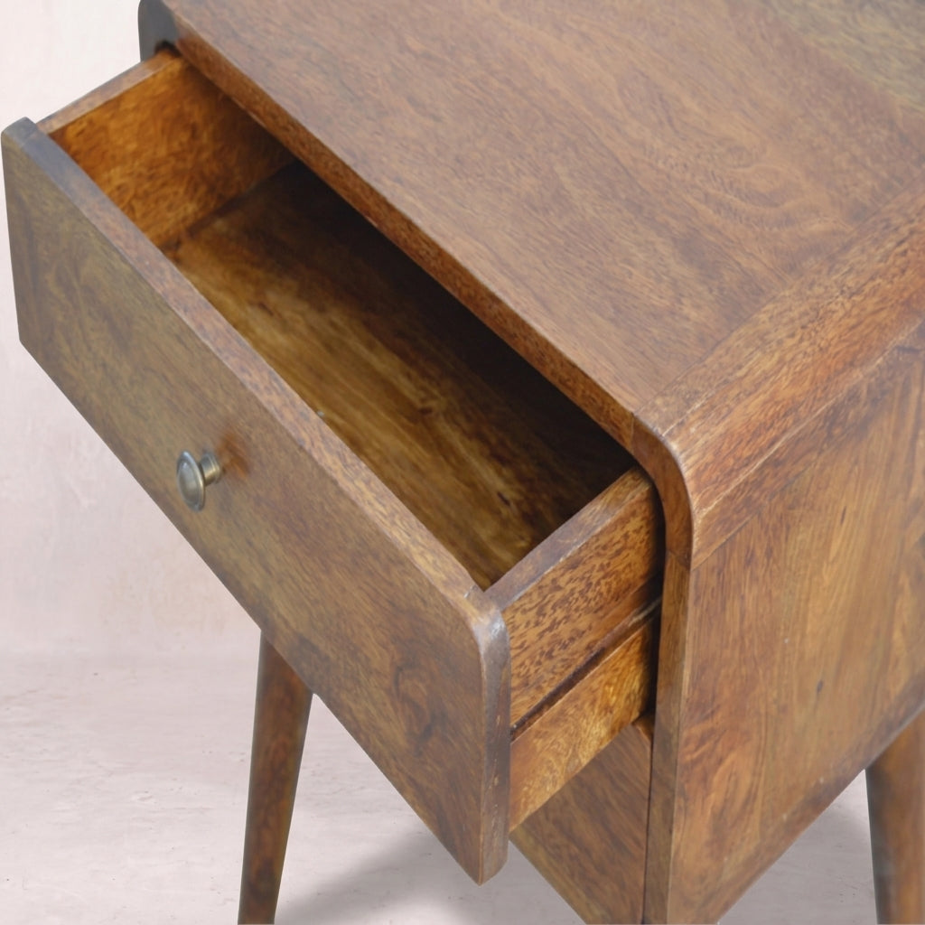 Curved Chestnut nightstand