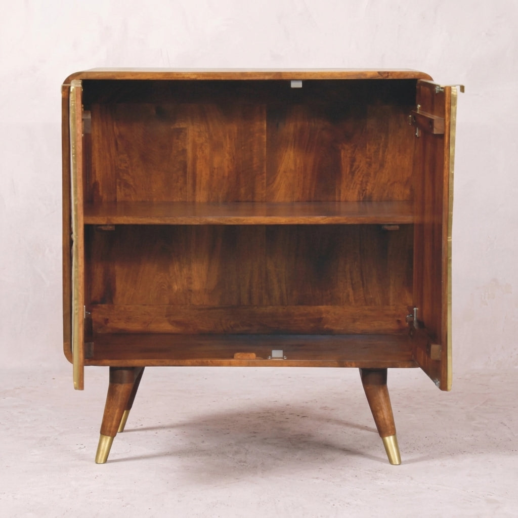Avora Brass Embossed 2 Door Chestnut Cabinet