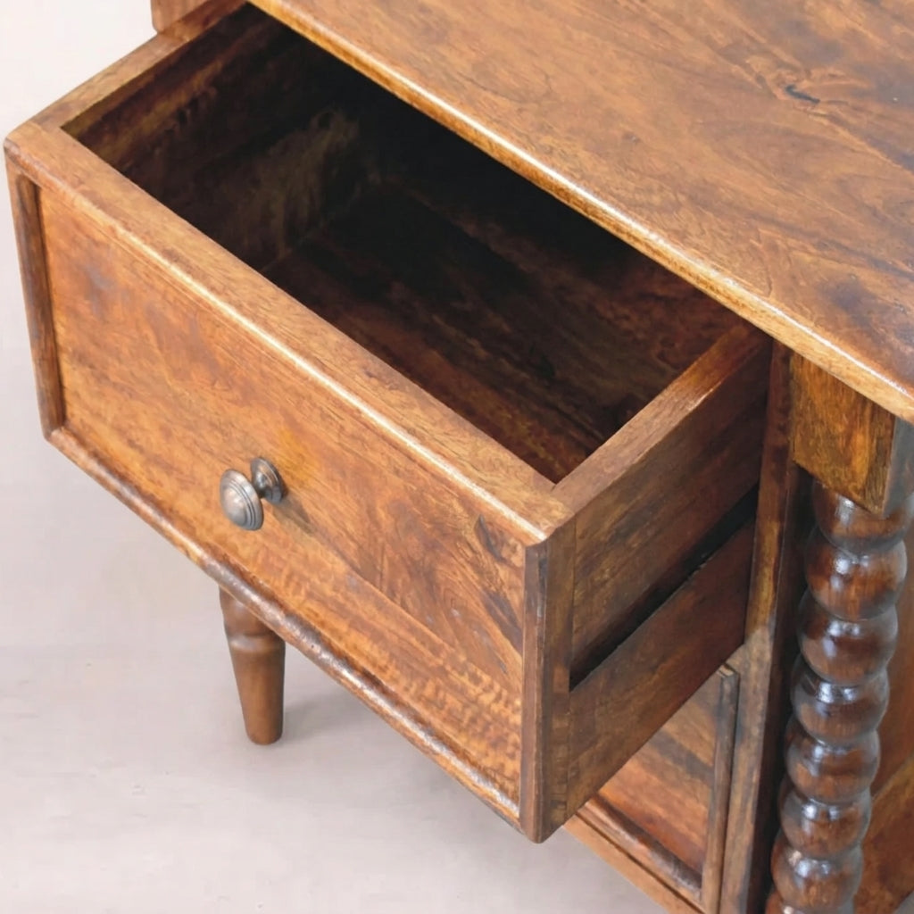 Solid Wood Chestnut Nightstand Table
